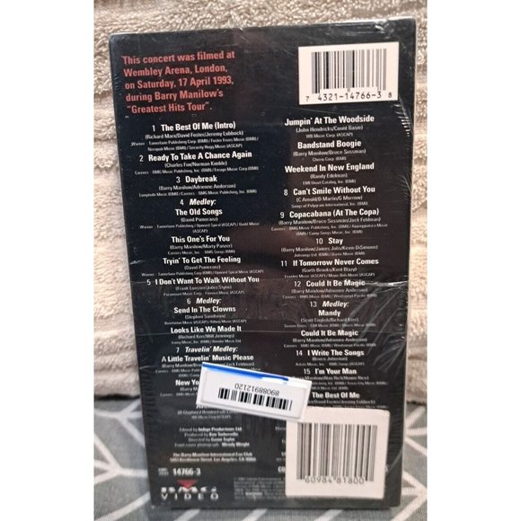 Barry Manilow The Greatest Hits VHS NEW/Sealed Concert Video - Picture 2 of 4